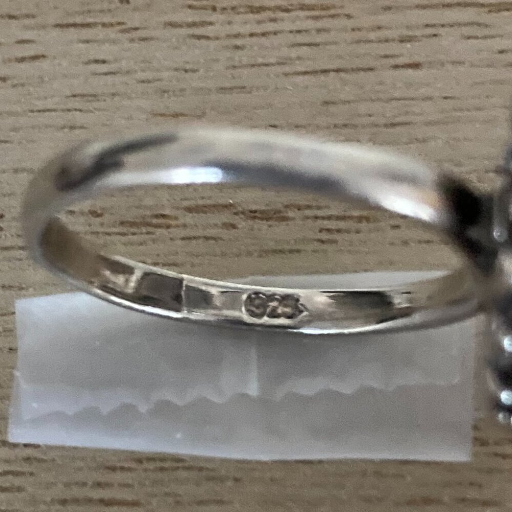 Ring Turquoise flower set in 925 Silver Sz 8 - Picture 6 of 6